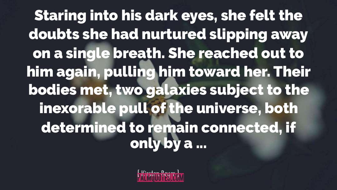 Kirsten Beyer Quotes: Staring into his dark eyes,