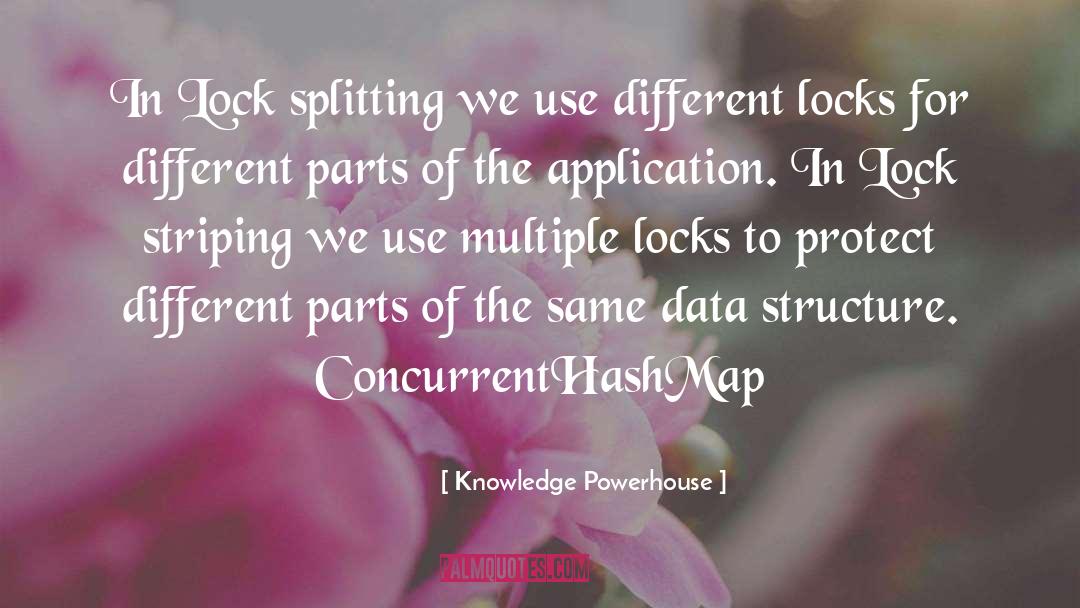 Knowledge Powerhouse Quotes: In Lock splitting we use