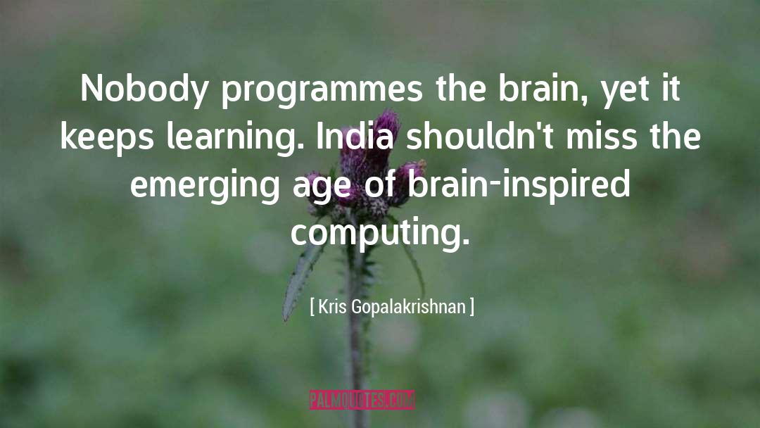 Kris Gopalakrishnan Quotes: Nobody programmes the brain, yet