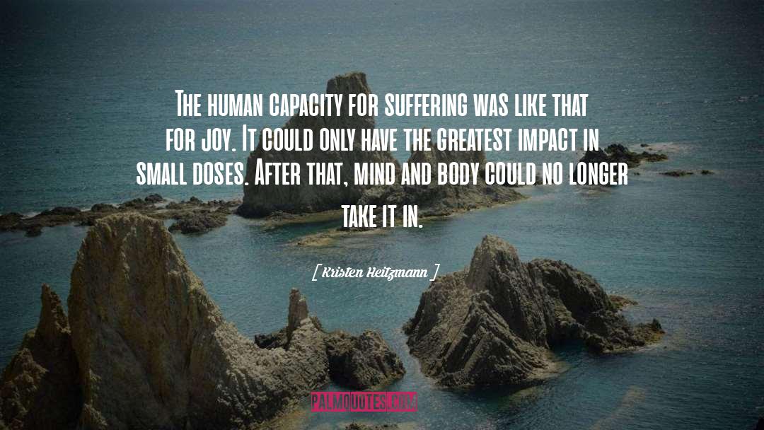 Kristen Heitzmann Quotes: The human capacity for suffering