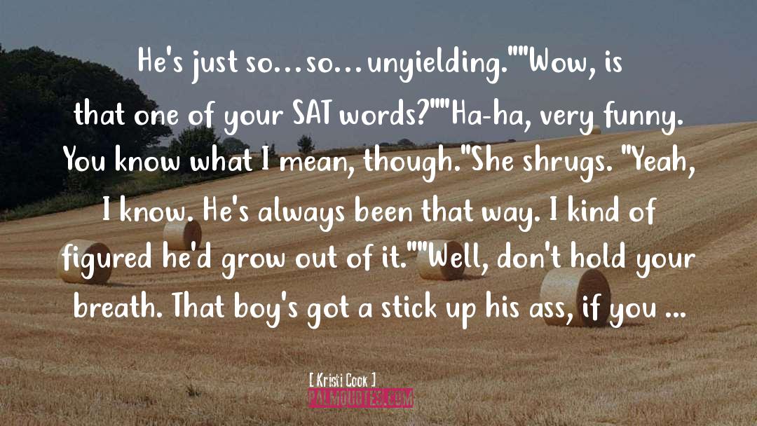 Kristi Cook Quotes: He's just so…so…unyielding.