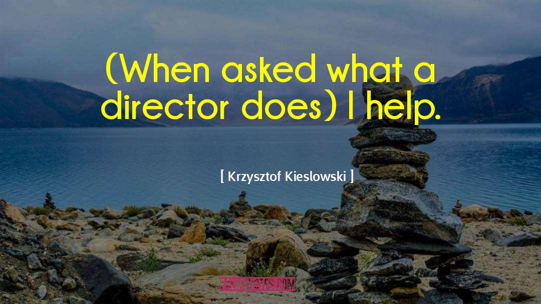 Krzysztof Kieslowski Quotes: (When asked what a director