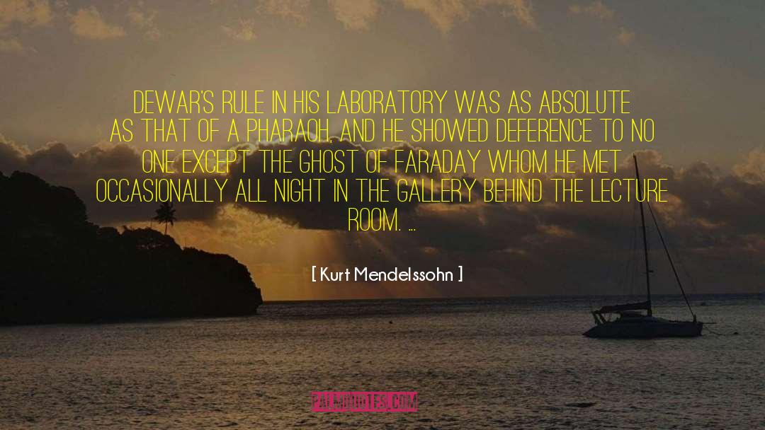 Kurt Mendelssohn Quotes: Dewar's rule in his laboratory