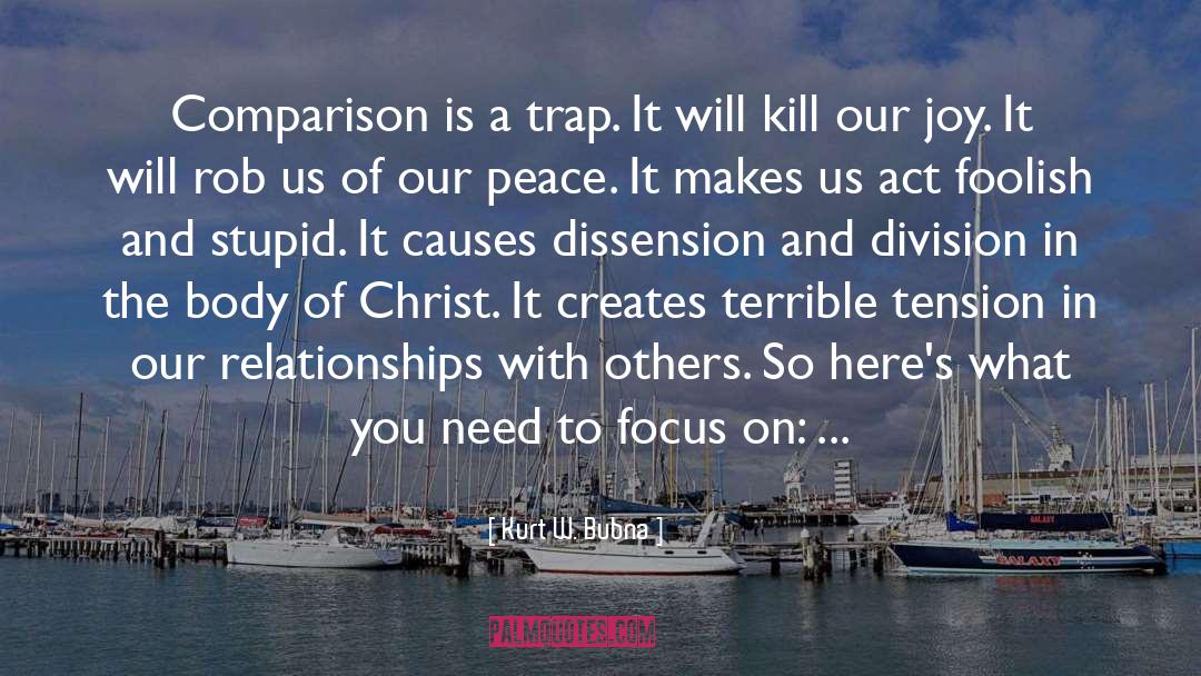 Kurt W. Bubna Quotes: Comparison is a trap. It