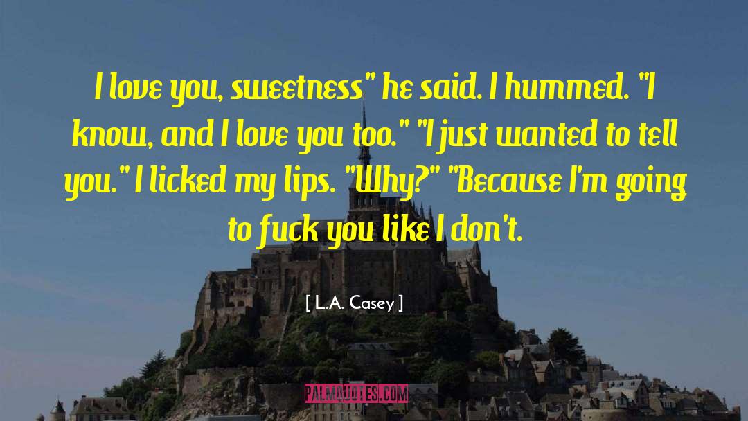 L.A. Casey Quotes: I love you, sweetness