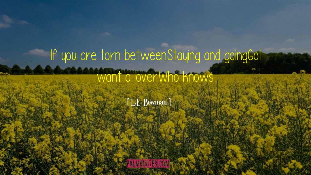L.E. Bowman Quotes: If you are torn between<br