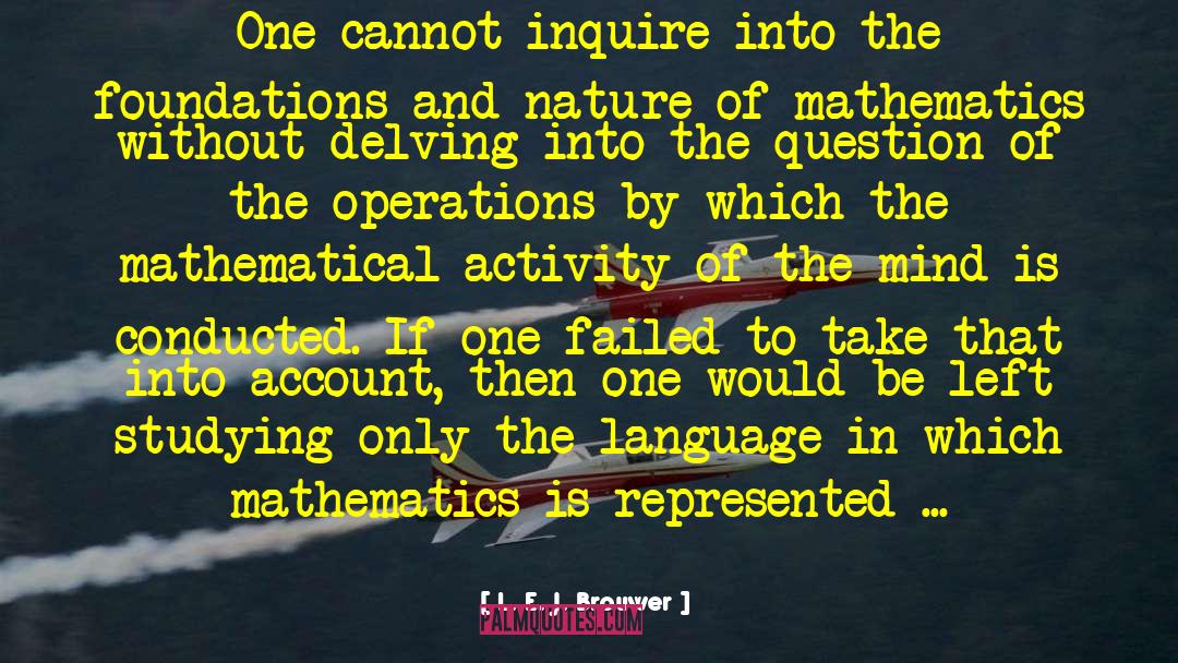 L. E. J. Brouwer Quotes: One cannot inquire into the