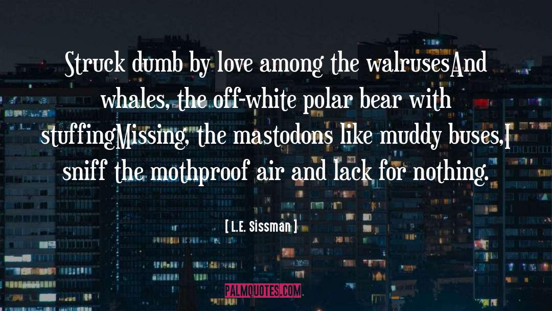 L.E. Sissman Quotes: Struck dumb by love among