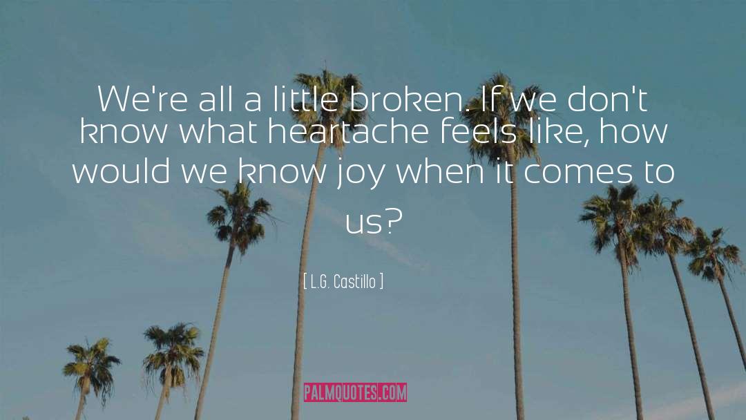 L.G. Castillo Quotes: We're all a little broken.