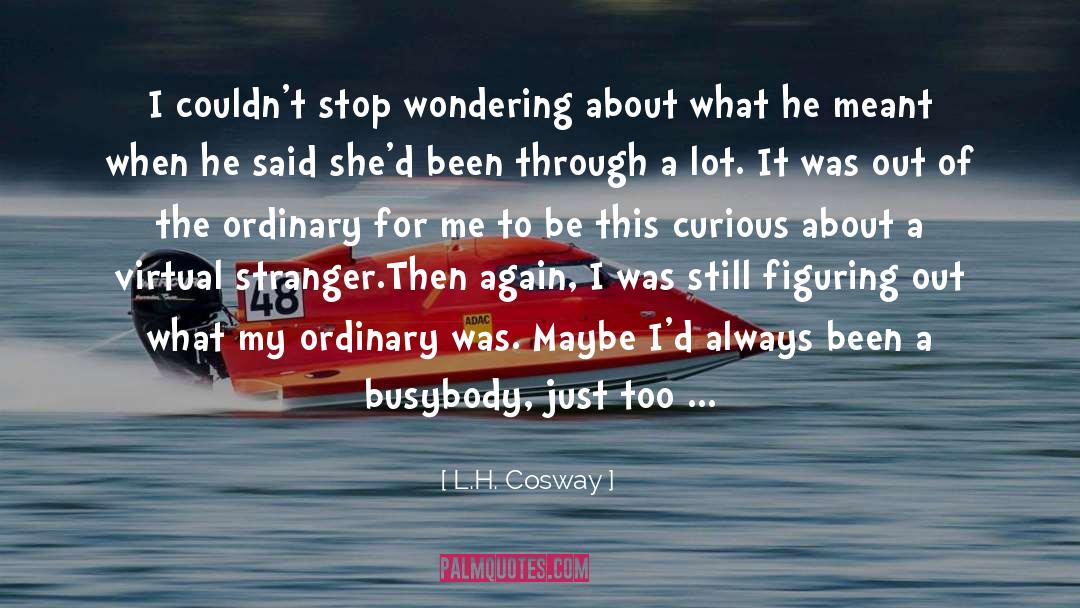 L. H. Cosway Quotes: I couldn't stop wondering about