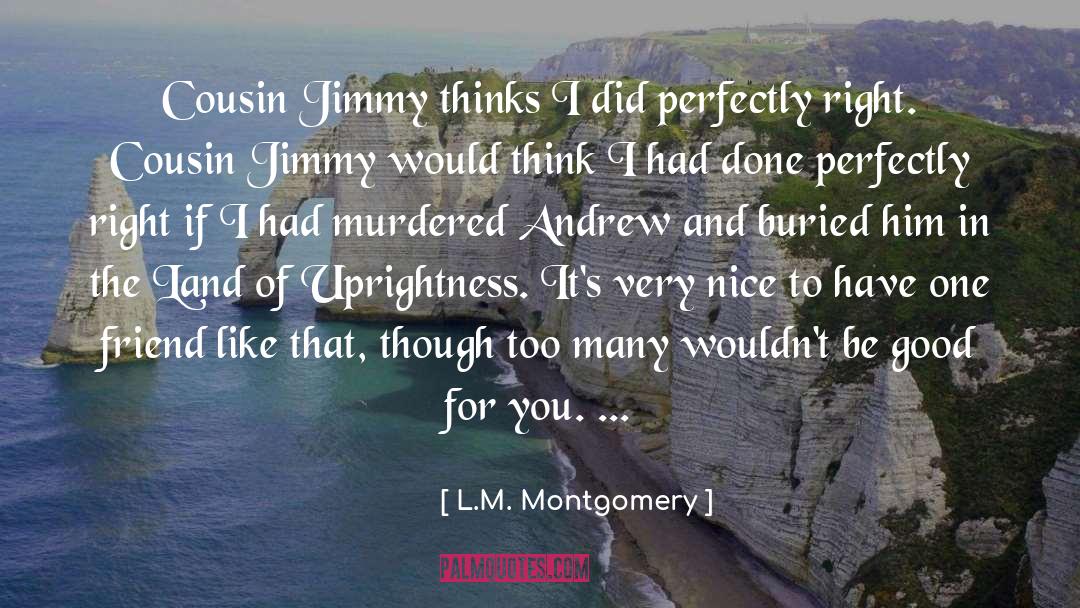 L.M. Montgomery Quotes: Cousin Jimmy thinks I did