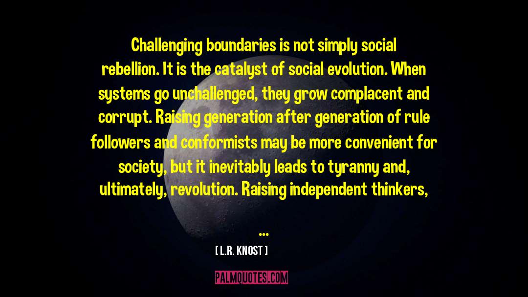 L.R. Knost Quotes: Challenging boundaries is not simply