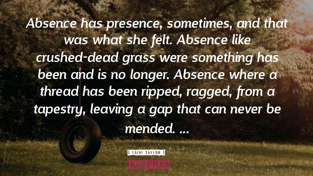 Laini Taylor Quotes: Absence has presence, sometimes, and