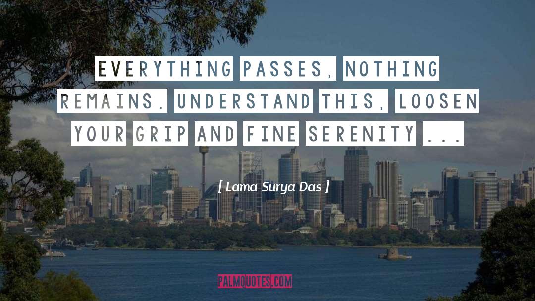 Lama Surya Das Quotes: Everything passes, nothing remains. Understand