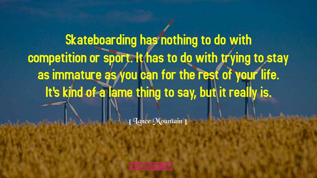 Lance Mountain Quotes: Skateboarding has nothing to do