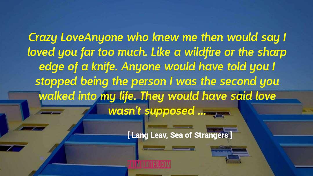 Lang Leav, Sea Of Strangers Quotes: Crazy Love<br />Anyone who knew