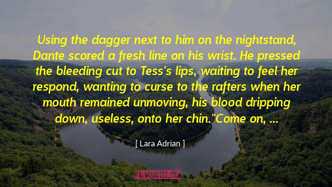 Lara Adrian Quotes: Using the dagger next to