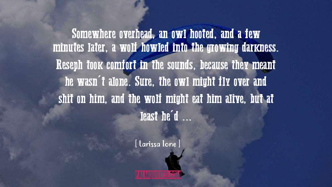 Larissa Ione Quotes: Somewhere overhead, an owl hooted,