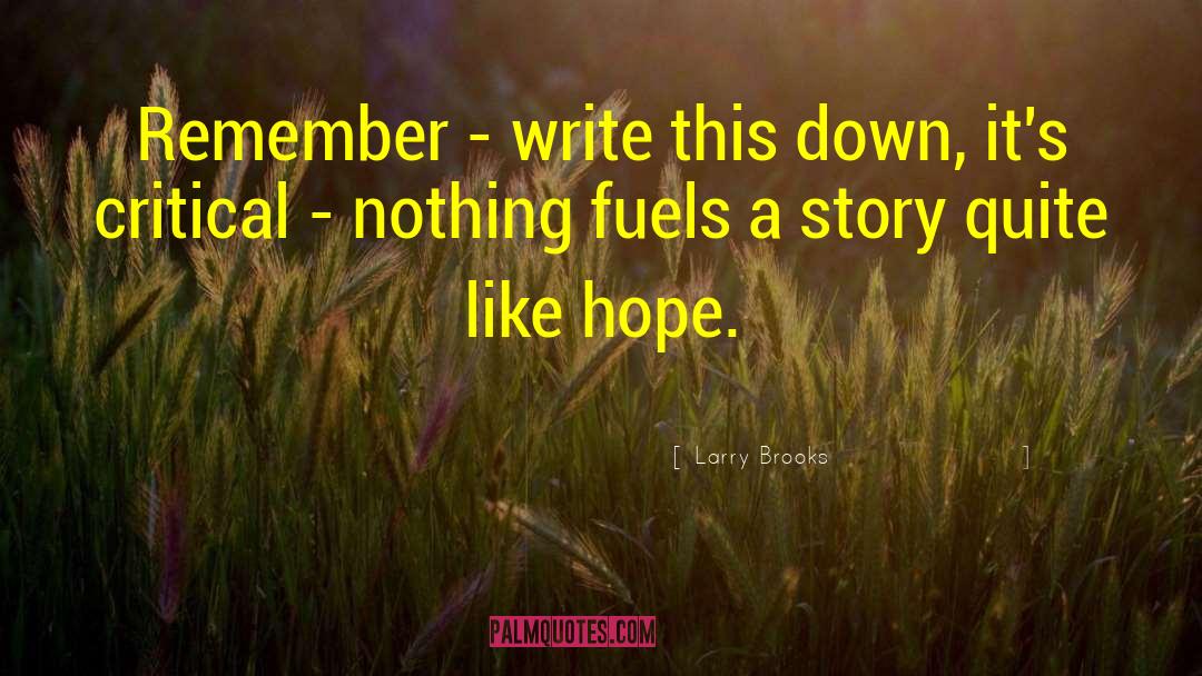 Larry Brooks Quotes: Remember - write this down,