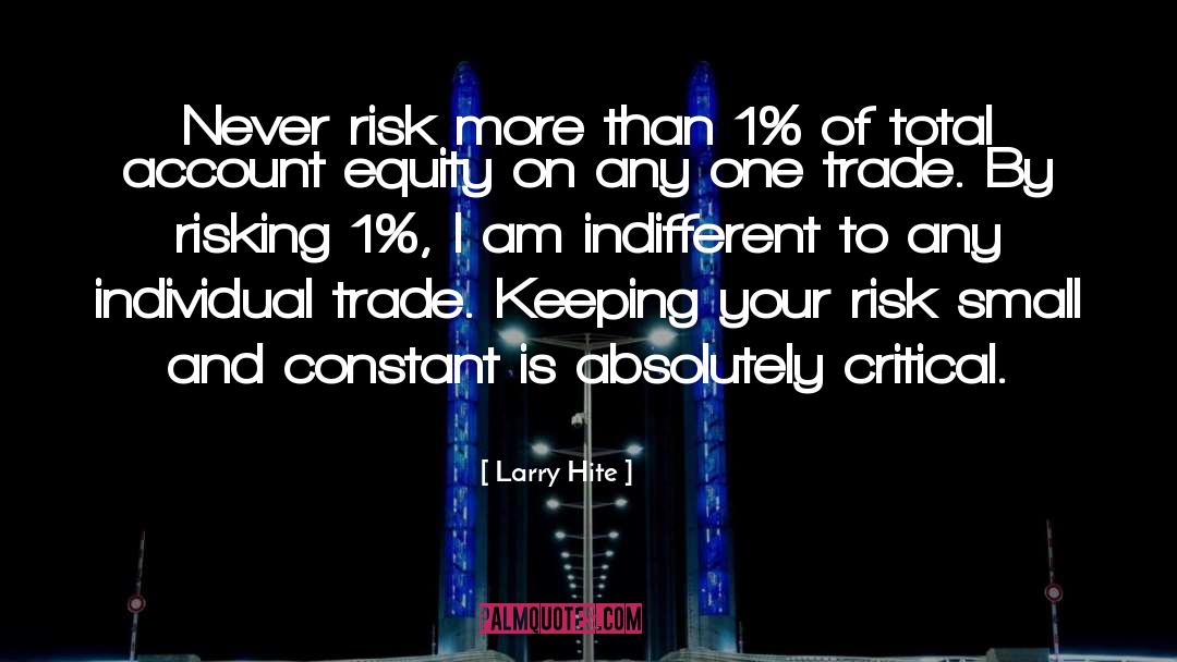 Larry Hite Quotes: Never risk more than 1%