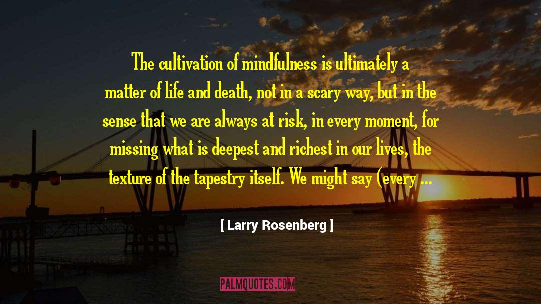 Larry Rosenberg Quotes: The cultivation of mindfulness is