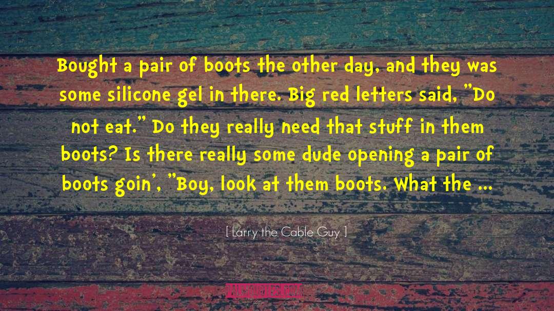 Larry The Cable Guy Quotes: Bought a pair of boots