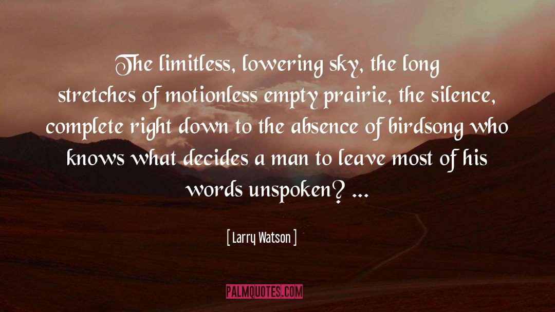 Larry Watson Quotes: The limitless, lowering sky, the