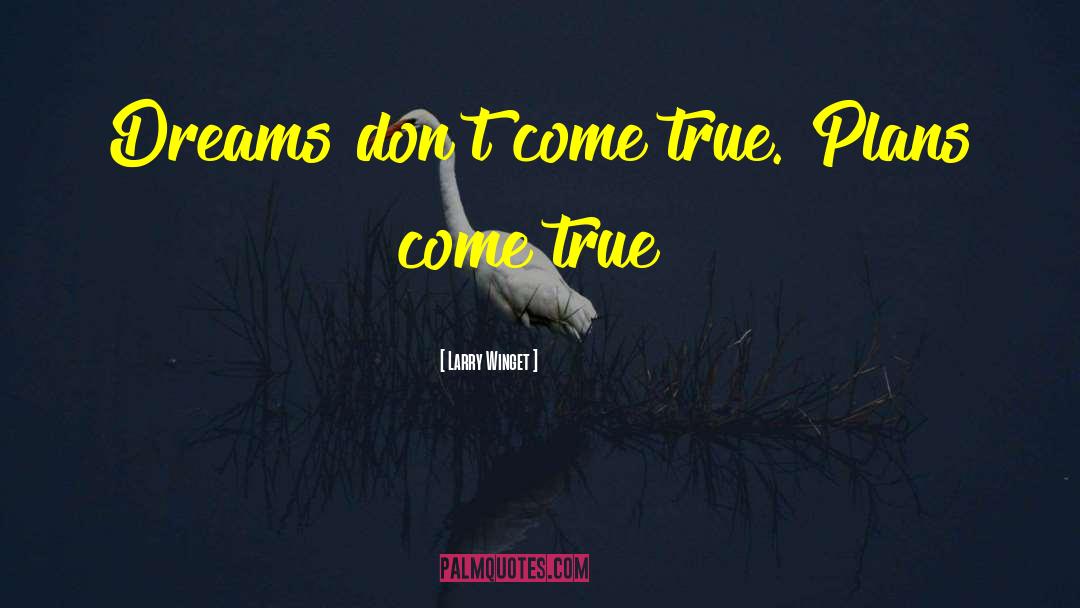 Larry Winget Quotes: Dreams don't come true. Plans