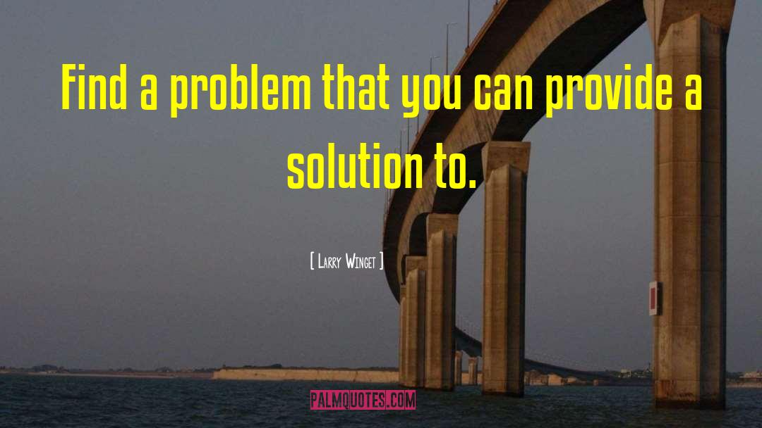 Larry Winget Quotes: Find a problem that you