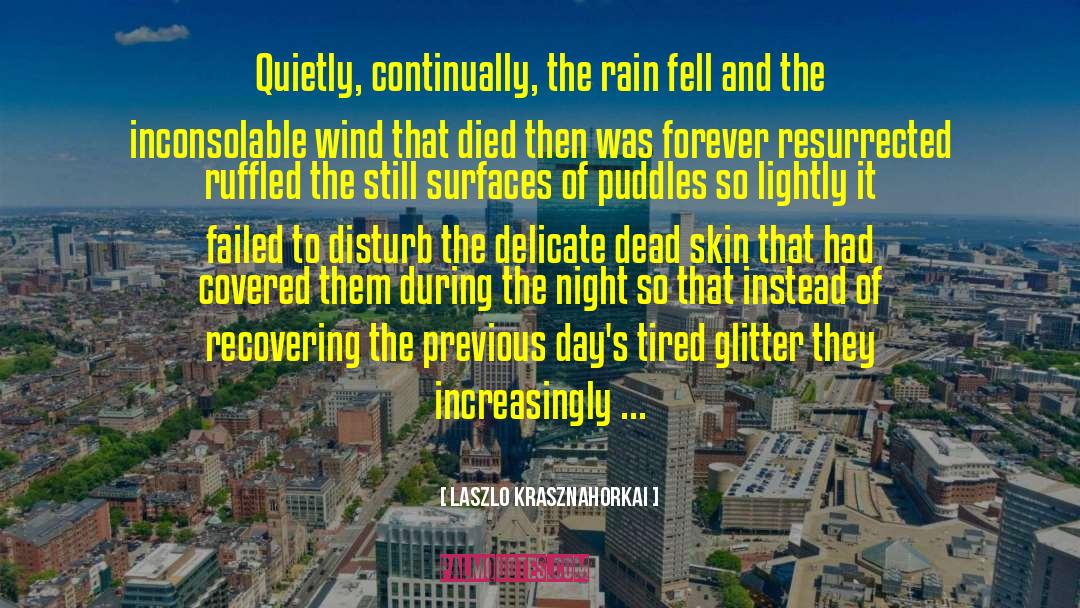 Laszlo Krasznahorkai Quotes: Quietly, continually, the rain fell