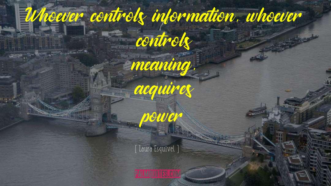 Laura Esquivel Quotes: Whoever controls information, whoever controls