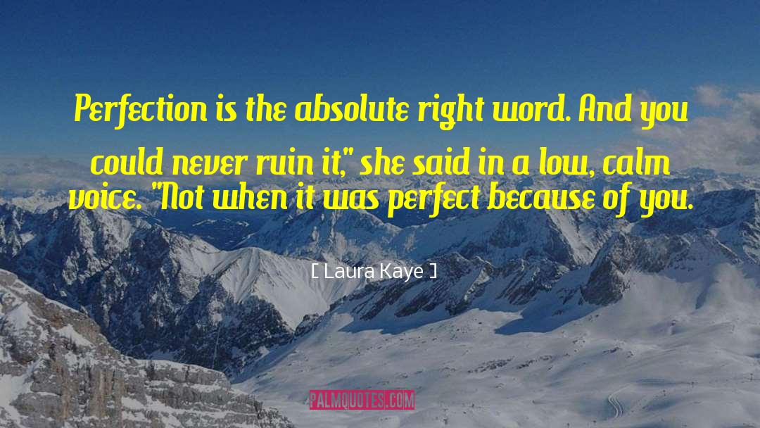 Laura Kaye Quotes: Perfection is the absolute right