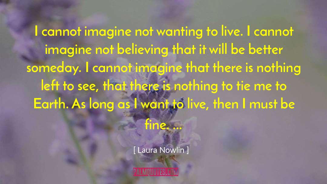 Laura Nowlin Quotes: I cannot imagine not wanting