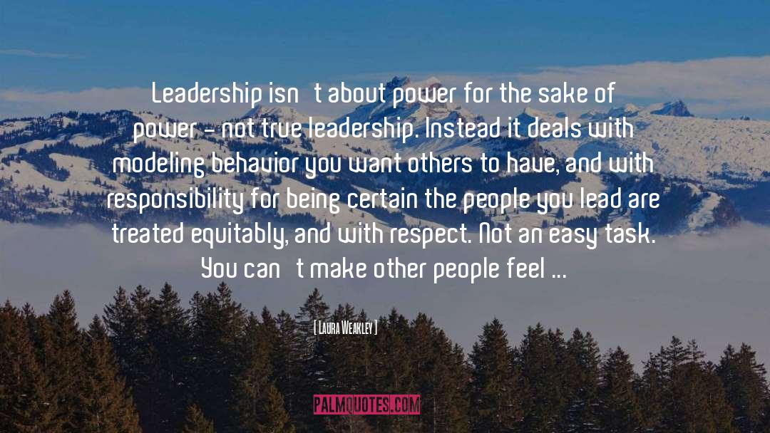 Laura Weakley Quotes: Leadership isn't about power for