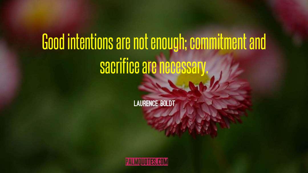 Laurence Boldt Quotes: Good intentions are not enough;