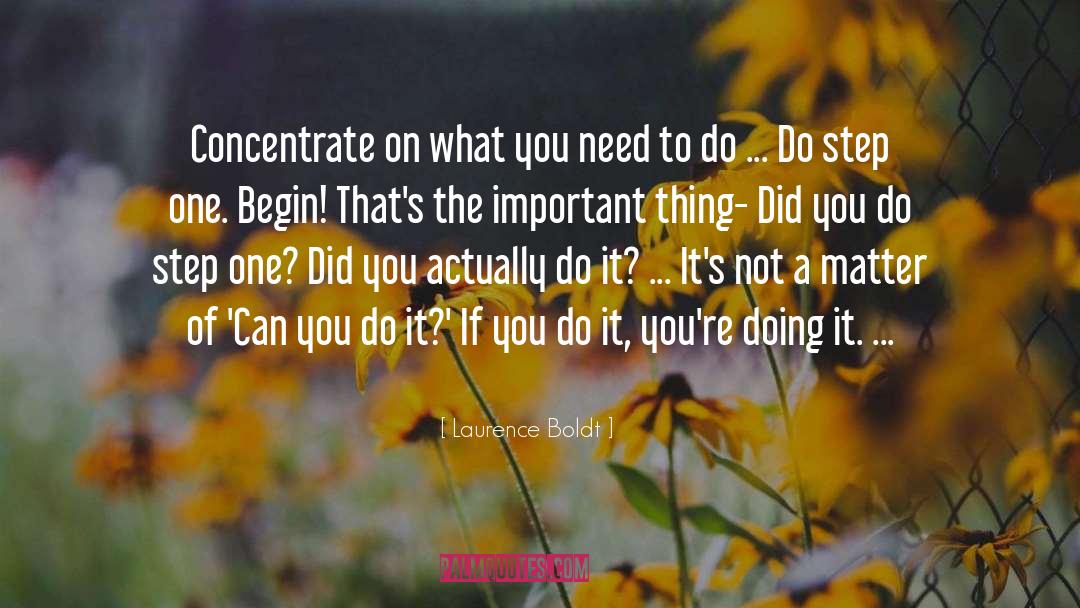 Laurence Boldt Quotes: Concentrate on what you need