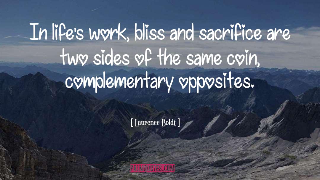 Laurence Boldt Quotes: In life's work, bliss and