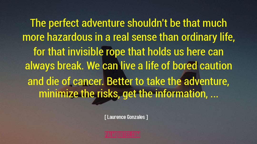 Laurence Gonzales Quotes: The perfect adventure shouldn't be