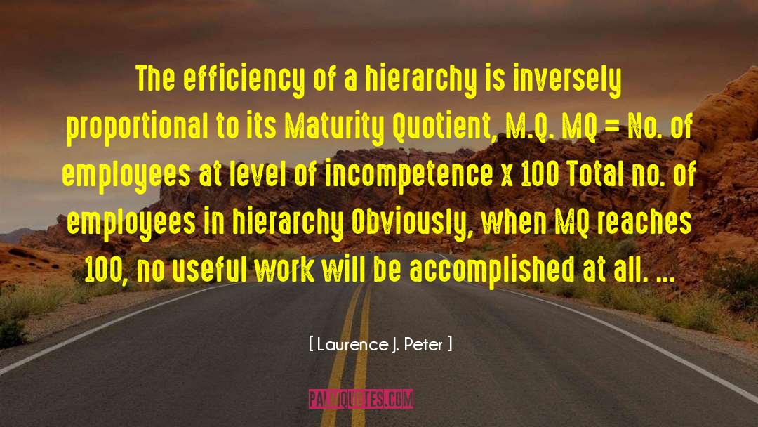 Laurence J. Peter Quotes: The efficiency of a hierarchy