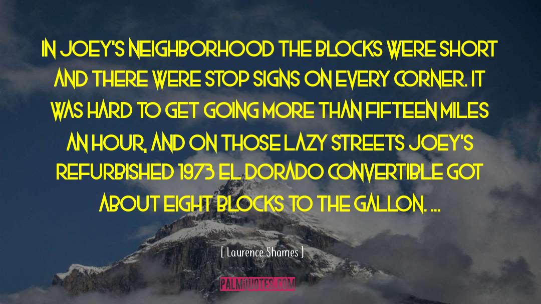 Laurence Shames Quotes: In Joey's neighborhood the blocks