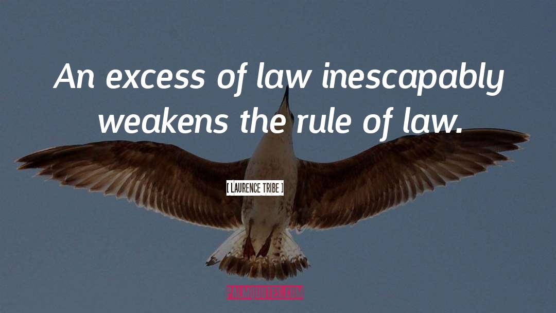 Laurence Tribe Quotes: An excess of law inescapably