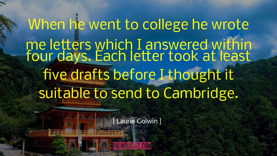 Laurie Colwin Quotes: When he went to college