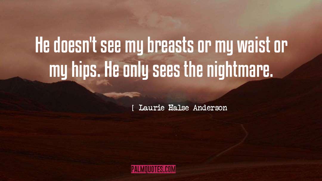 Laurie Halse Anderson Quotes: He doesn't see my breasts