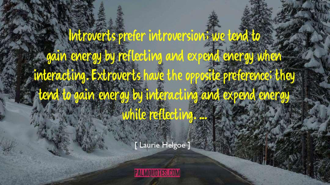 Laurie Helgoe Quotes: Introverts prefer introversion; we tend