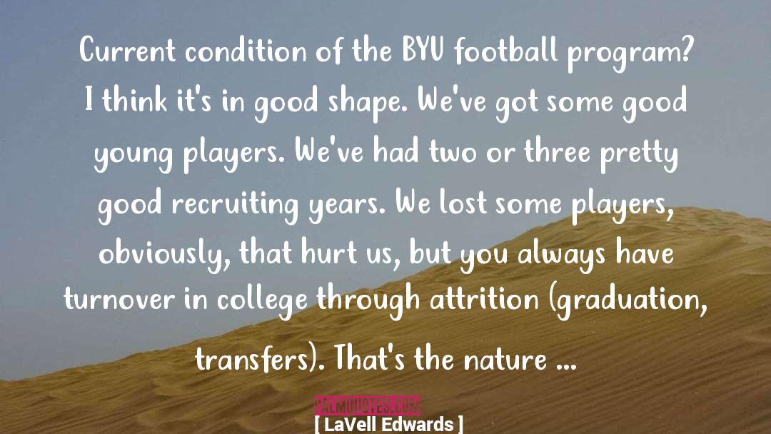 LaVell Edwards Quotes: Current condition of the BYU