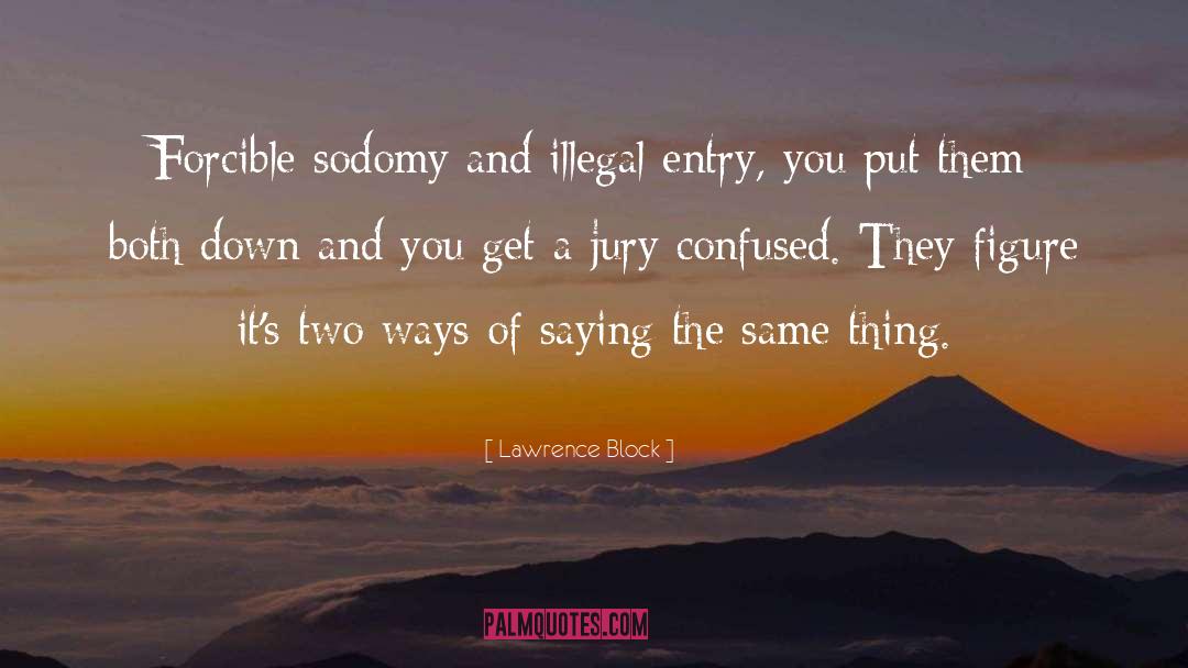 Lawrence Block Quotes: Forcible sodomy and illegal entry,