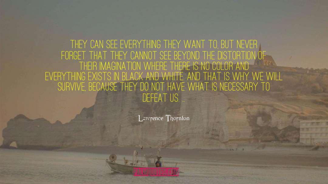 Lawrence Thornton Quotes: They can see everything they