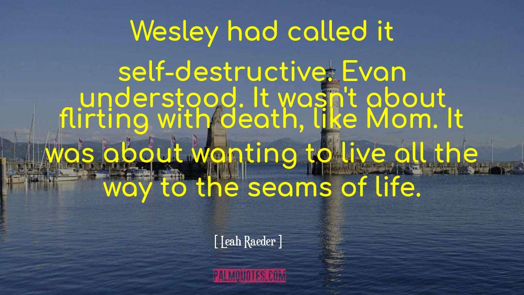 Leah Raeder Quotes: Wesley had called it self-destructive.