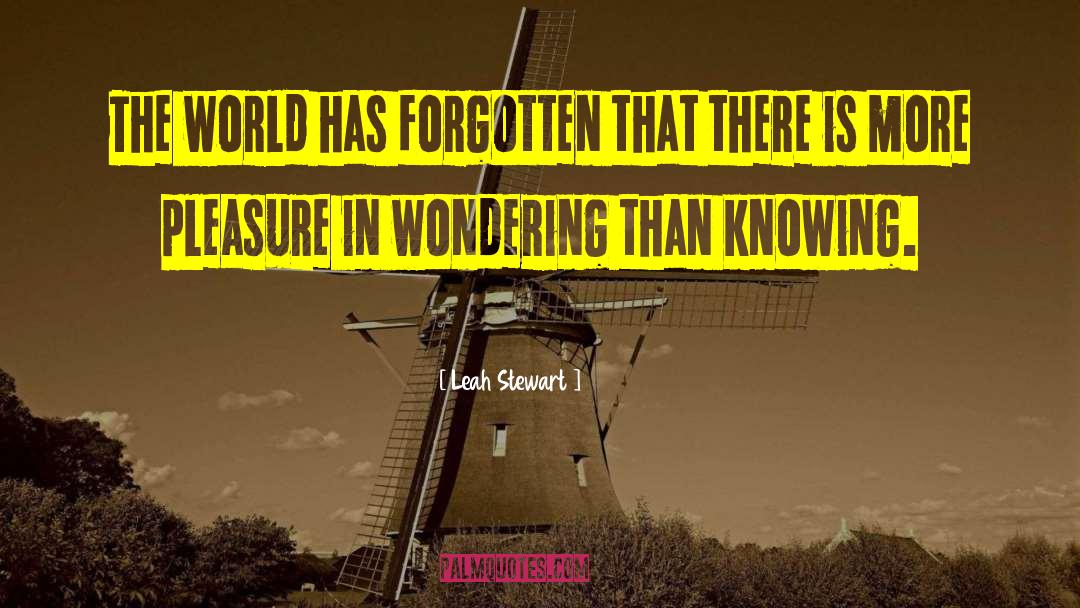 Leah Stewart Quotes: The world has forgotten that