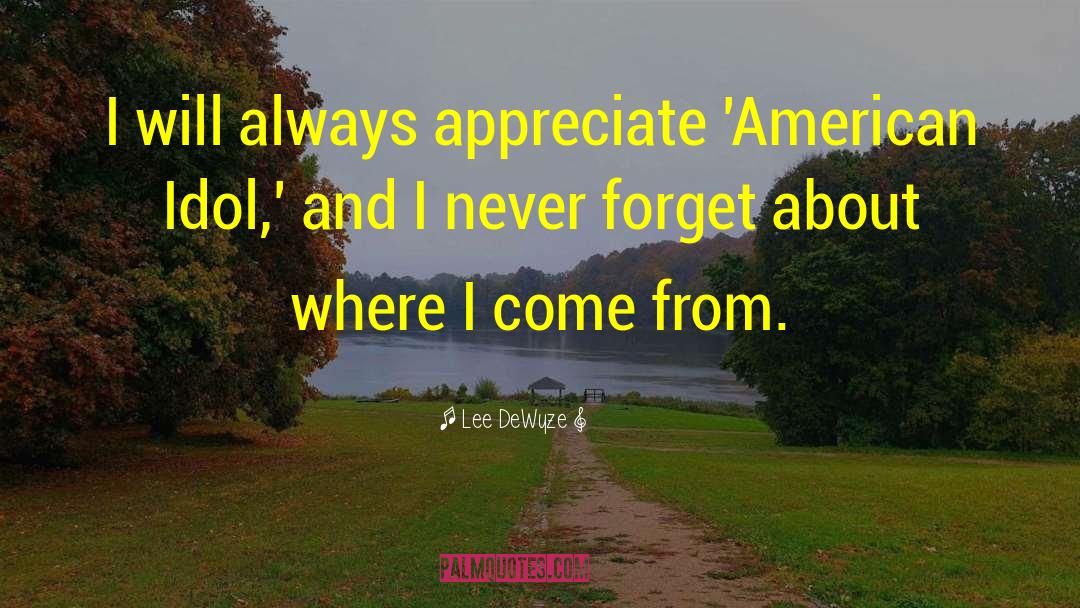 Lee DeWyze Quotes: I will always appreciate 'American